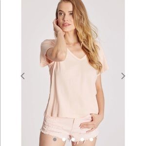 Wildfox Chrissy v-neck tee shirt pink salt